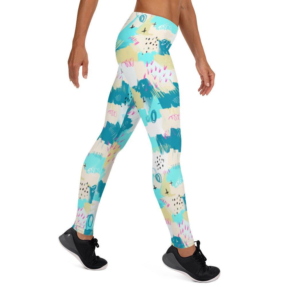 Aqua Line Art Leggings | DEEAREST LTD