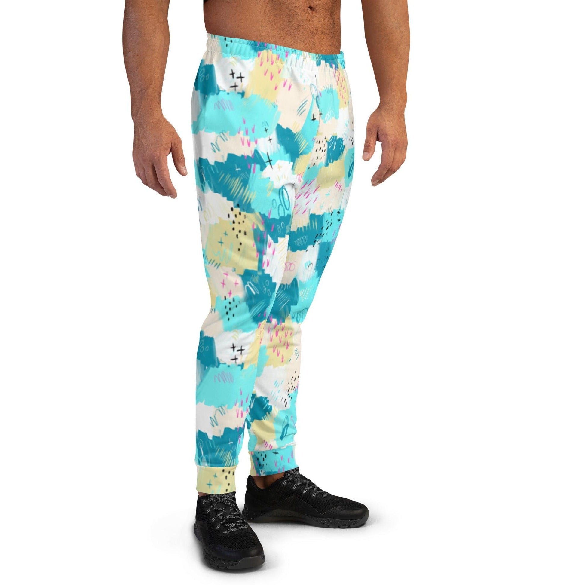 Aqua Line Art Men's Joggers | DEEAREST LTD