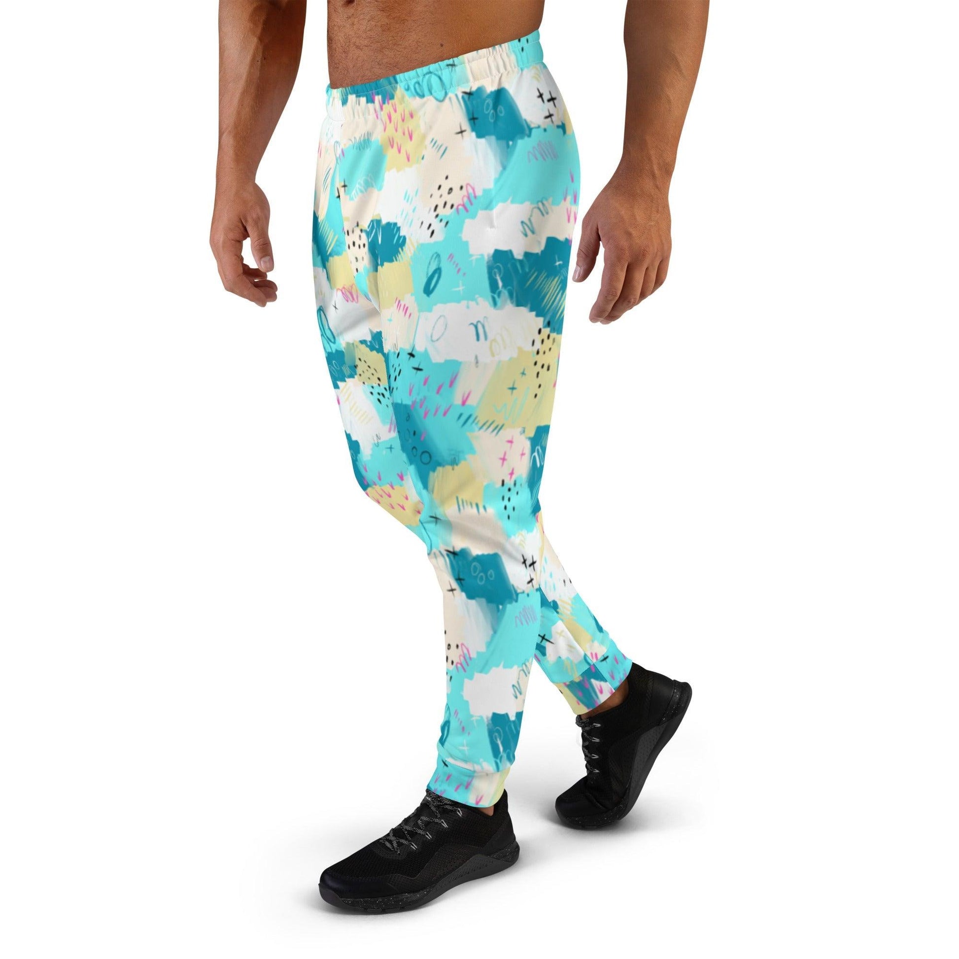 Aqua Line Art Men's Joggers | DEEAREST LTD