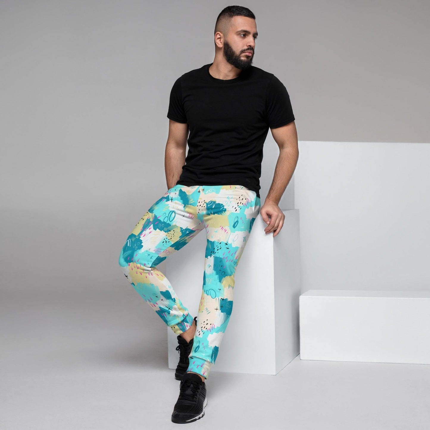 Aqua Line Art Men's Joggers | DEEAREST LTD