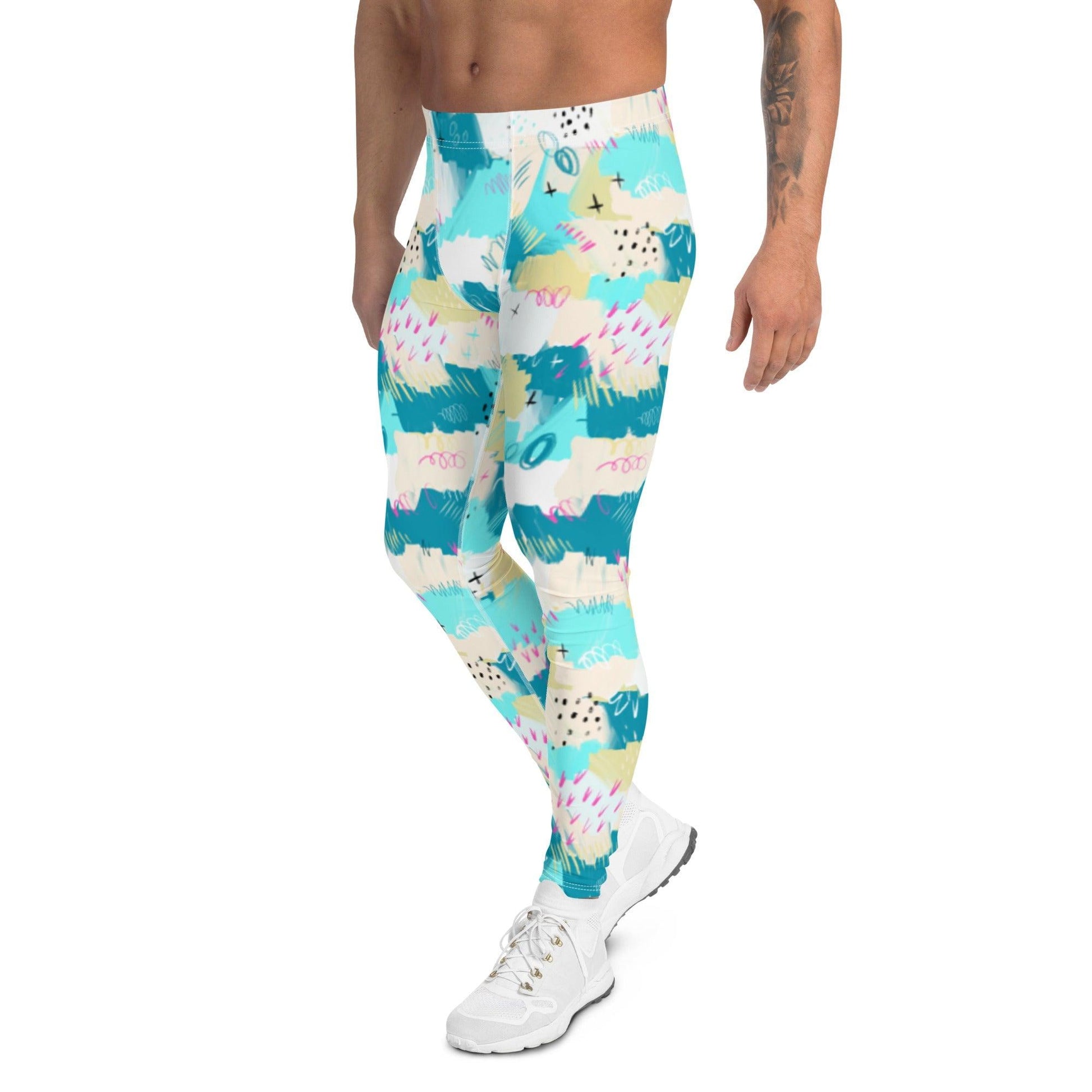 Aqua Line Art Men's Leggings | DEEAREST LTD