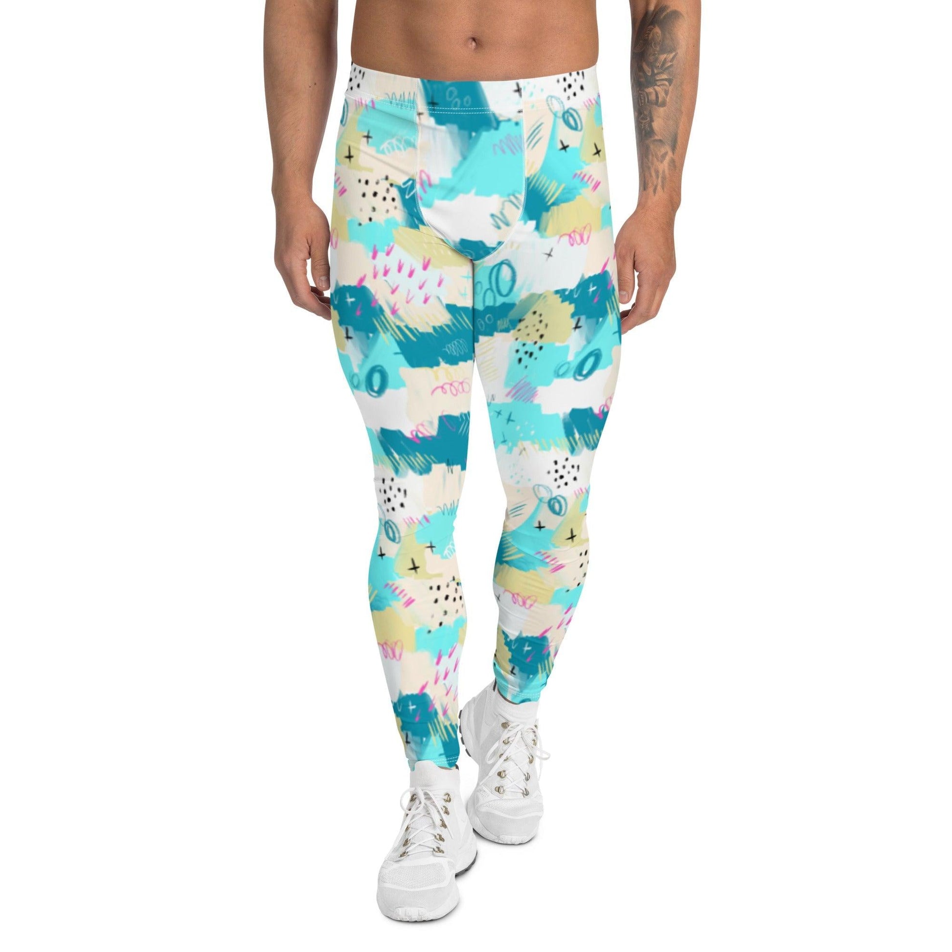 Aqua Line Art Men's Leggings | DEEAREST LTD