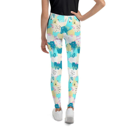 Aqua Line Art Youth Leggings | DEEAREST LTD