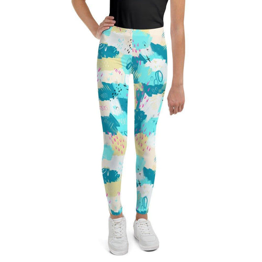 Aqua Line Art Youth Leggings | DEEAREST LTD