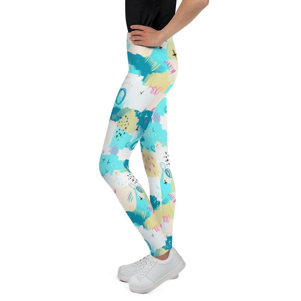 Aqua Line Art Youth Leggings | DEEAREST LTD