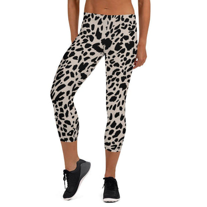 Black Animal Rave Capri Leggings | DEEAREST LTD