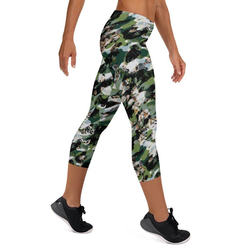 Black Camouflage Capri Leggings | DEEAREST LTD