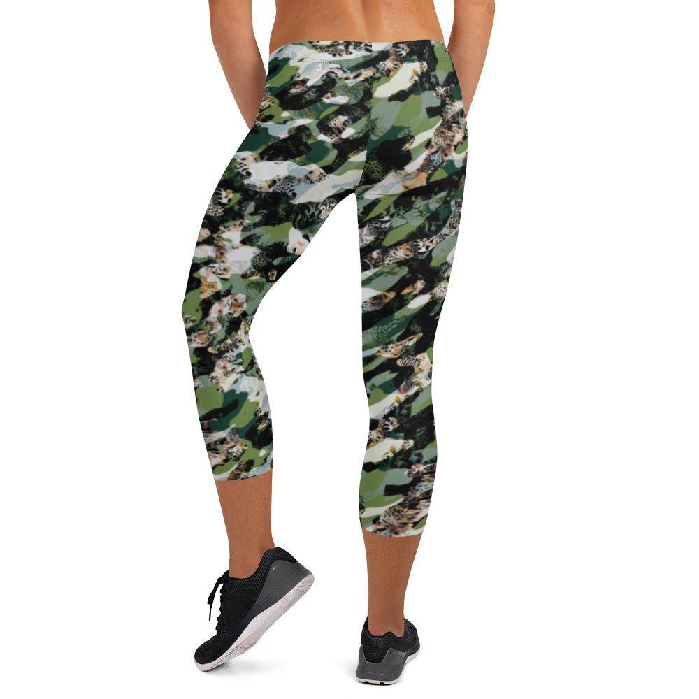 Black Camouflage Capri Leggings | DEEAREST LTD