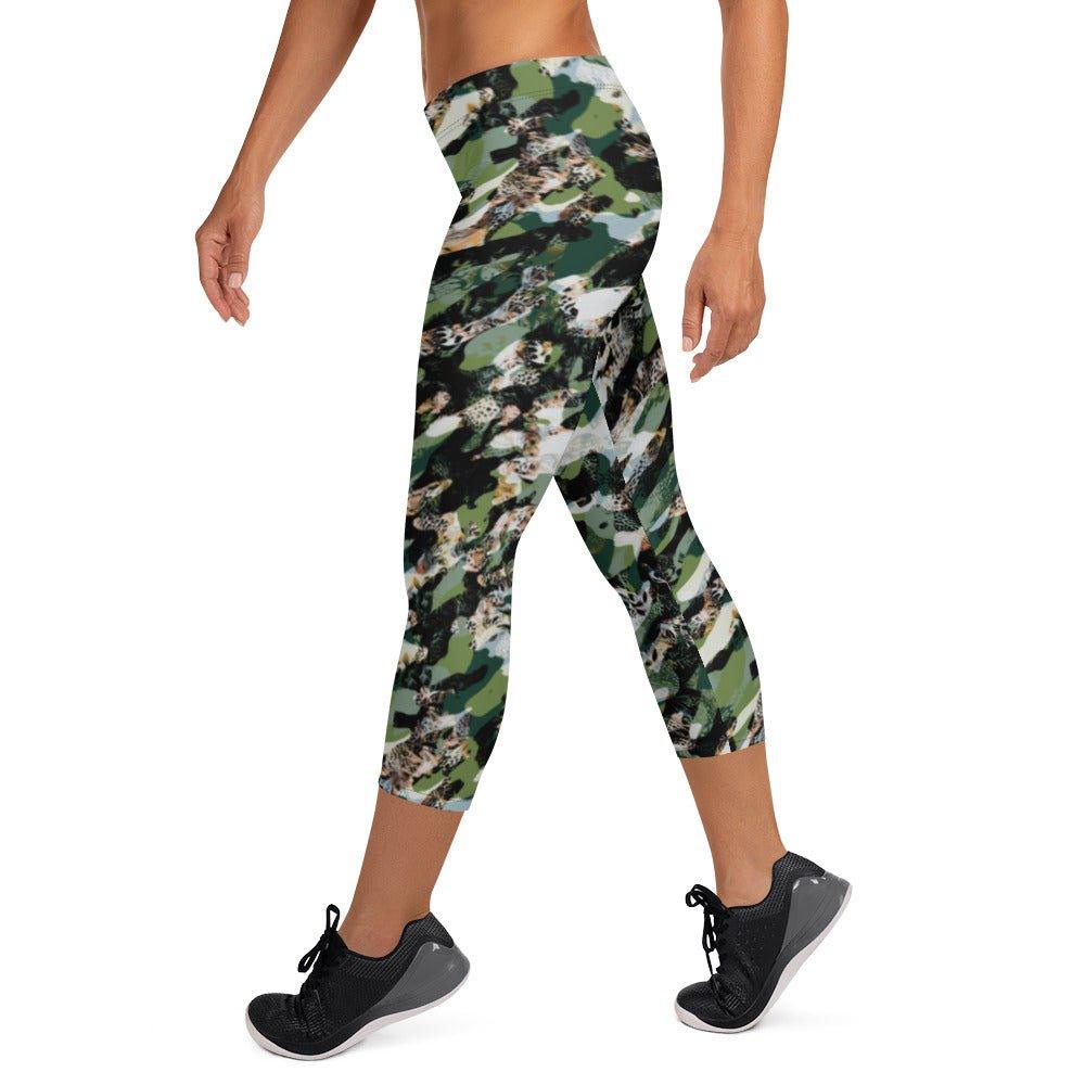 Black Camouflage Capri Leggings | DEEAREST LTD