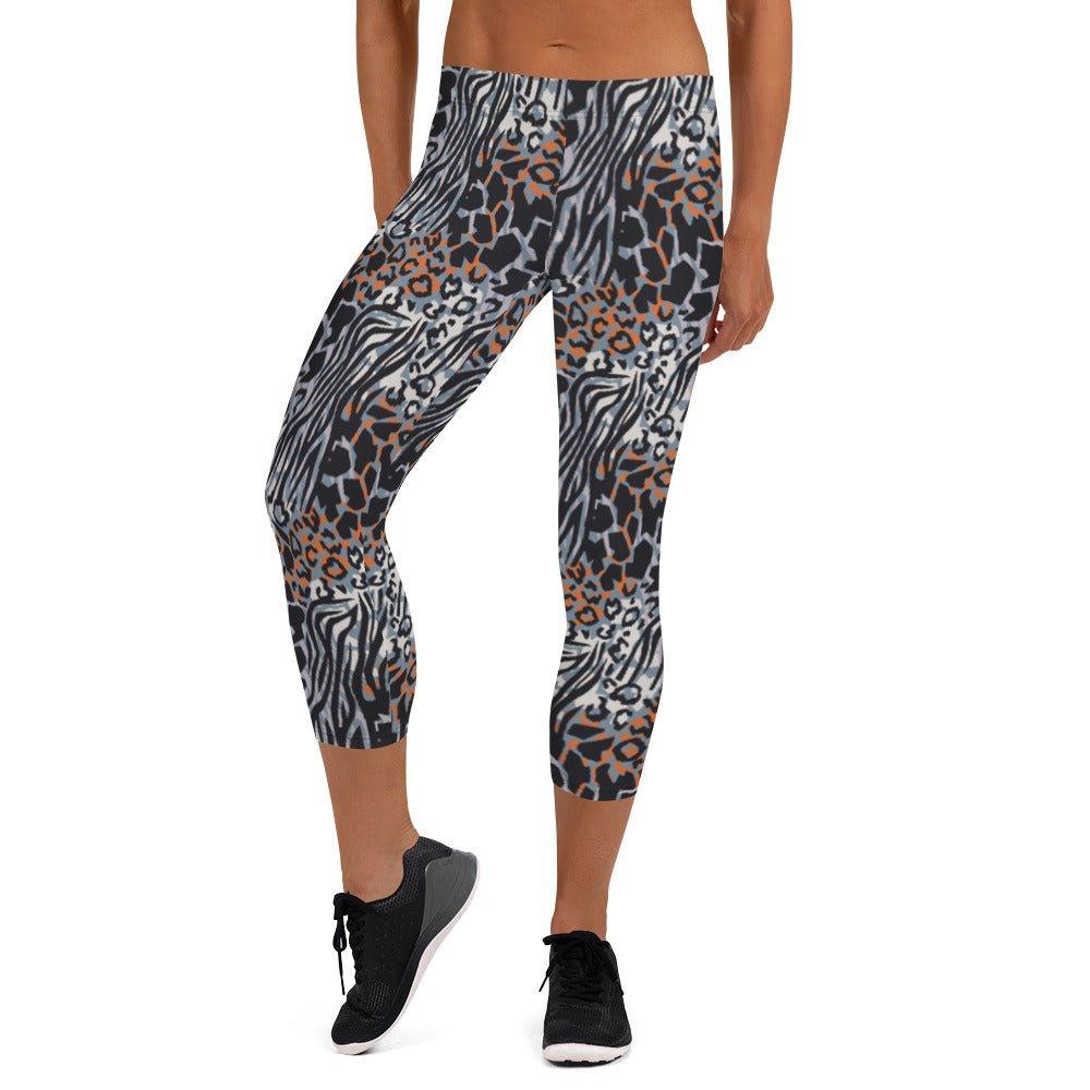 Blue Animal Rave Capri Leggings | DEEAREST LTD