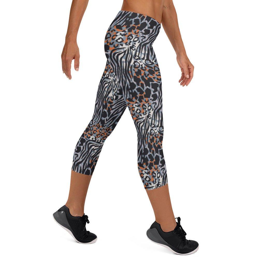 Blue Animal Rave Capri Leggings | DEEAREST LTD