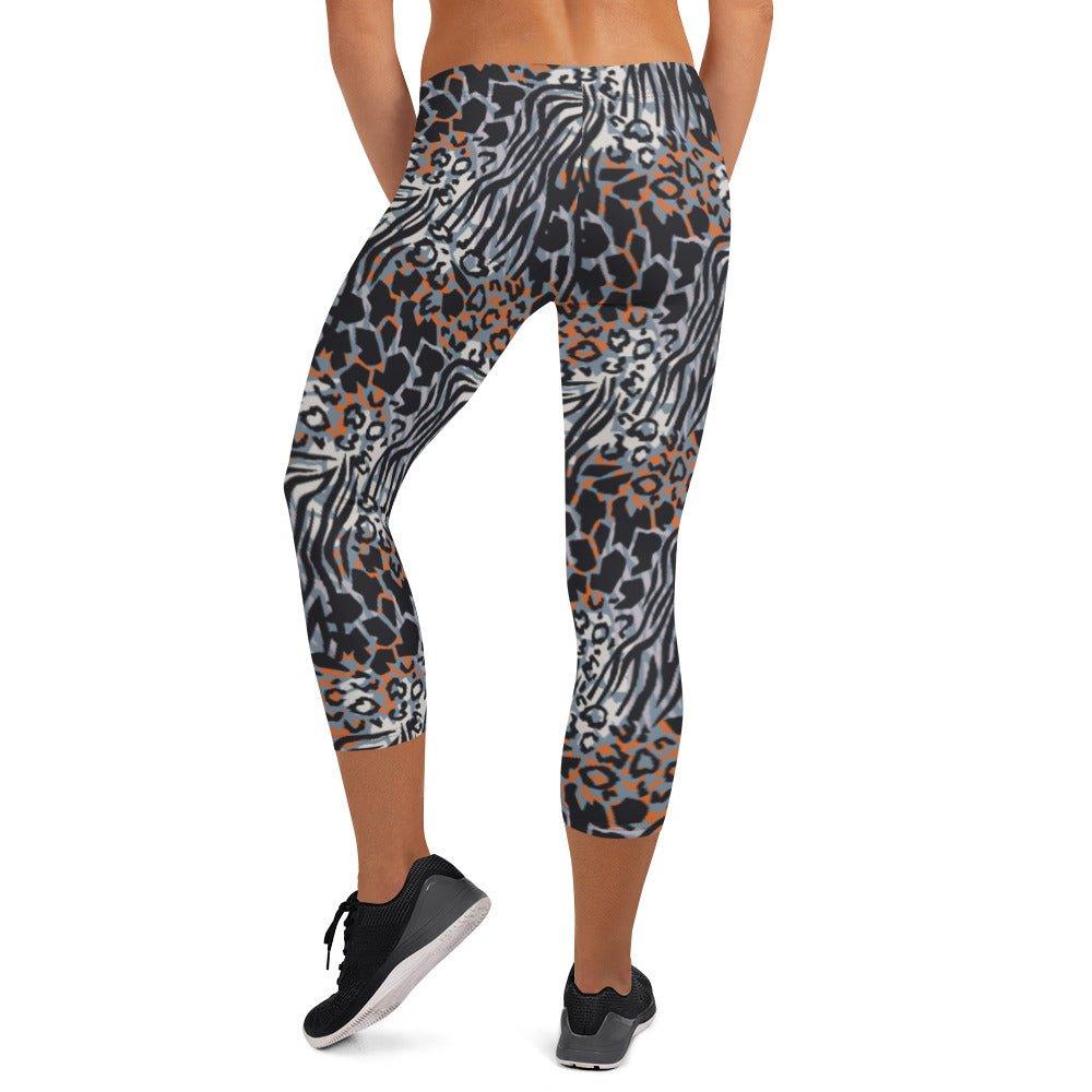 Blue Animal Rave Capri Leggings | DEEAREST LTD