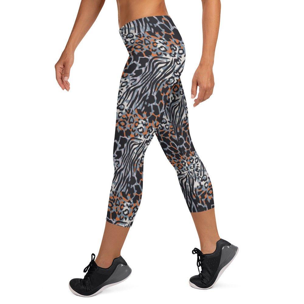 Blue Animal Rave Capri Leggings | DEEAREST LTD