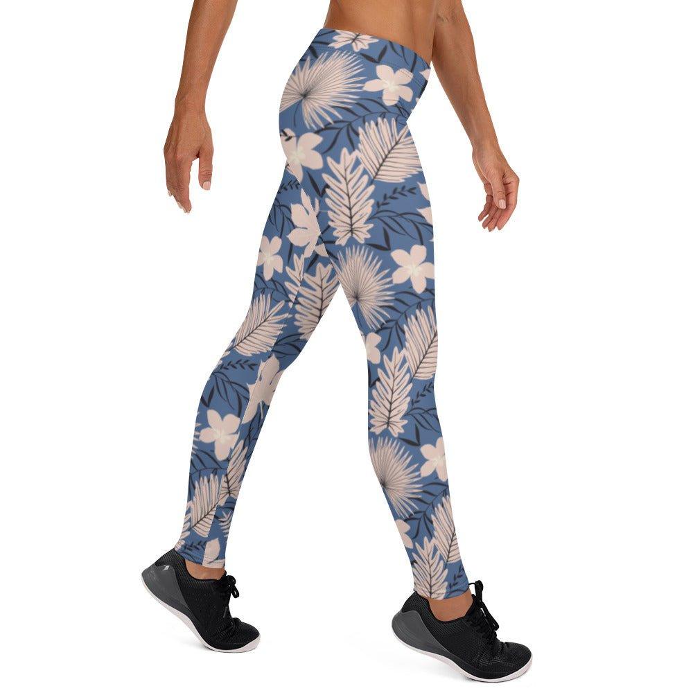 Blue Tropical Flower Leggings | DEEAREST LTD