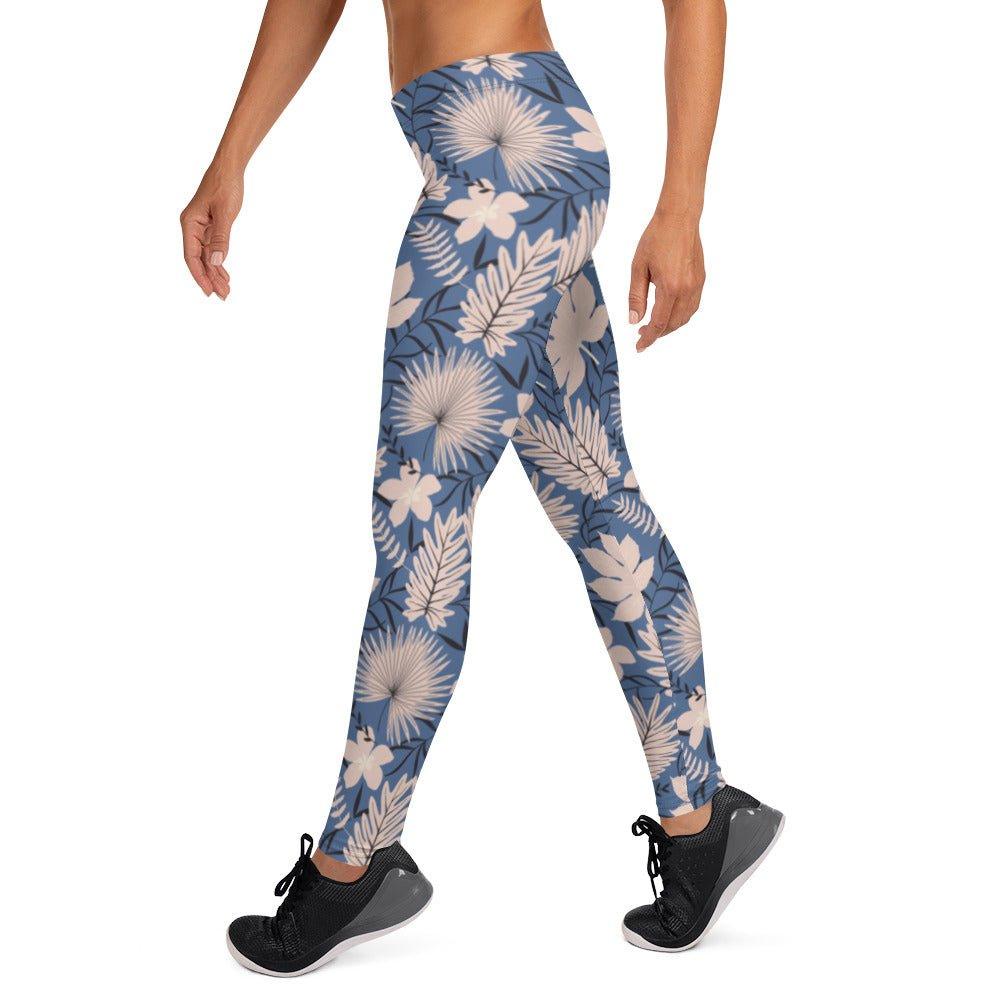 Blue Tropical Flower Leggings | DEEAREST LTD