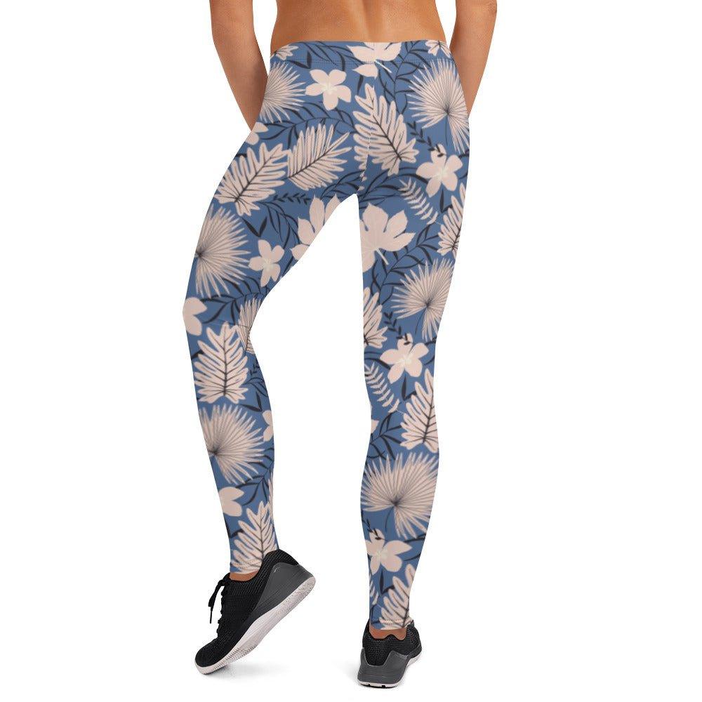 Blue Tropical Flower Leggings | DEEAREST LTD