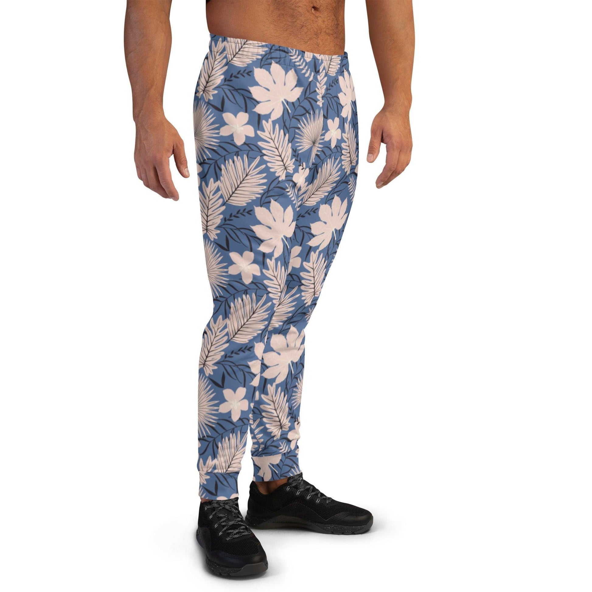 Blue Tropical Flower Men's Joggers | DEEAREST LTD