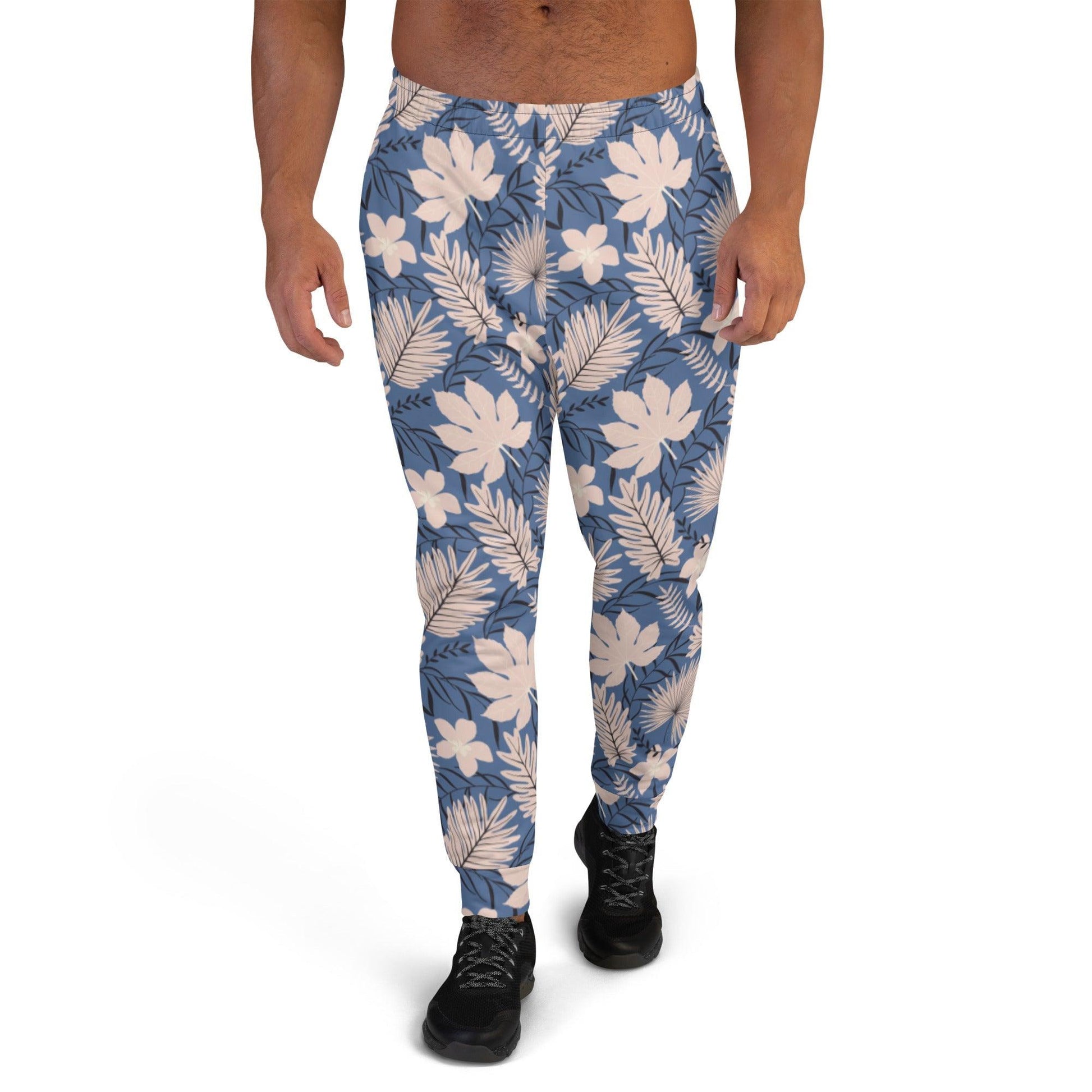 Blue Tropical Flower Men's Joggers | DEEAREST LTD