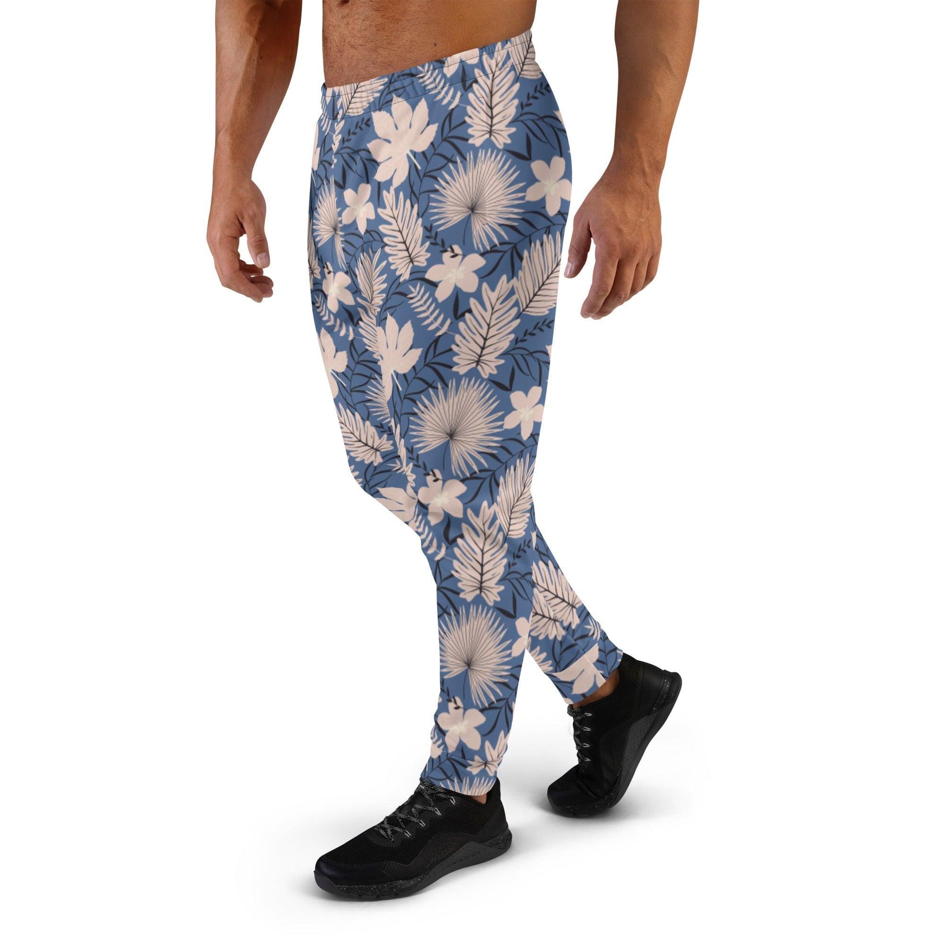 Blue Tropical Flower Men's Joggers | DEEAREST LTD