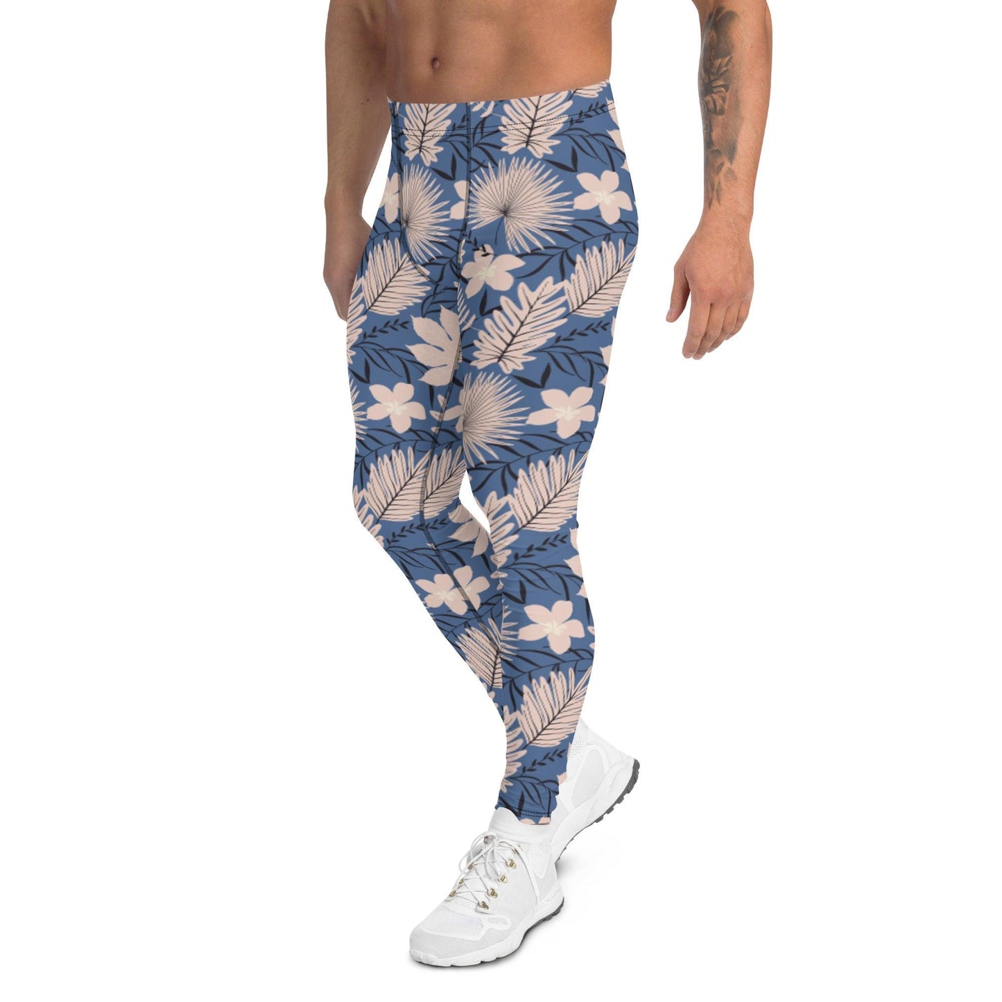 Blue Tropical Flower Men's Leggings | DEEAREST LTD