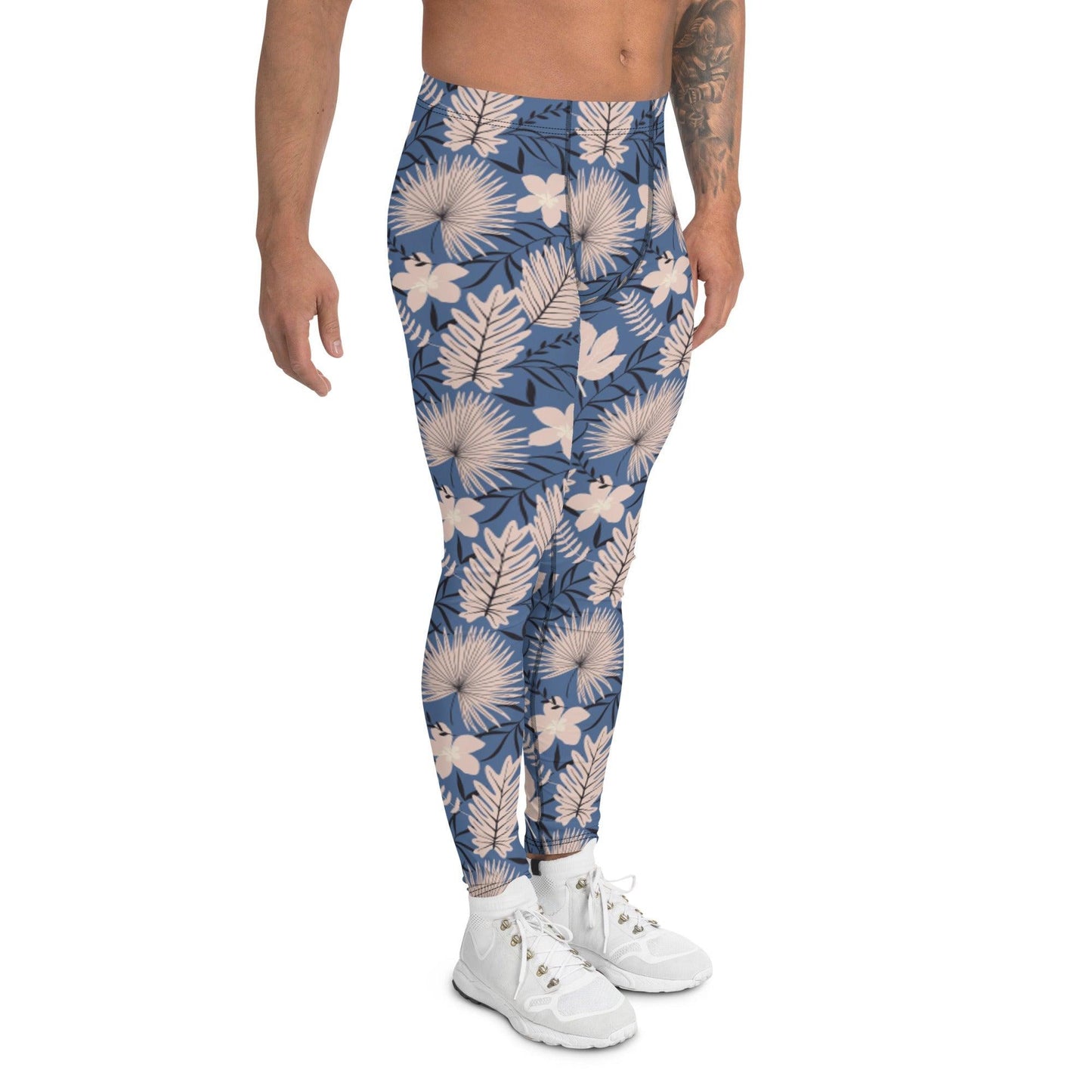 Blue Tropical Flower Men's Leggings | DEEAREST LTD