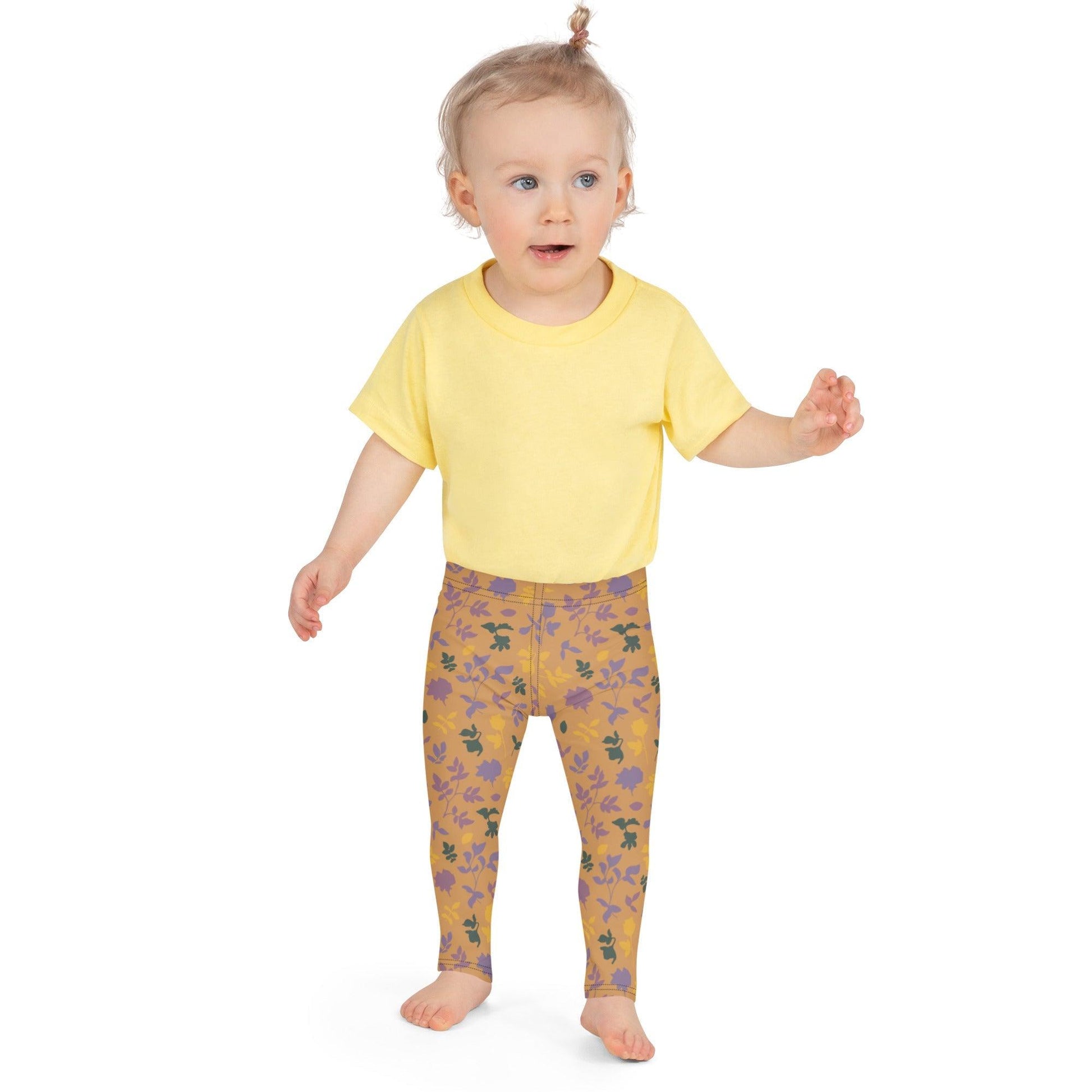 Brown Blossom Kid's Leggings | DEEAREST LTD