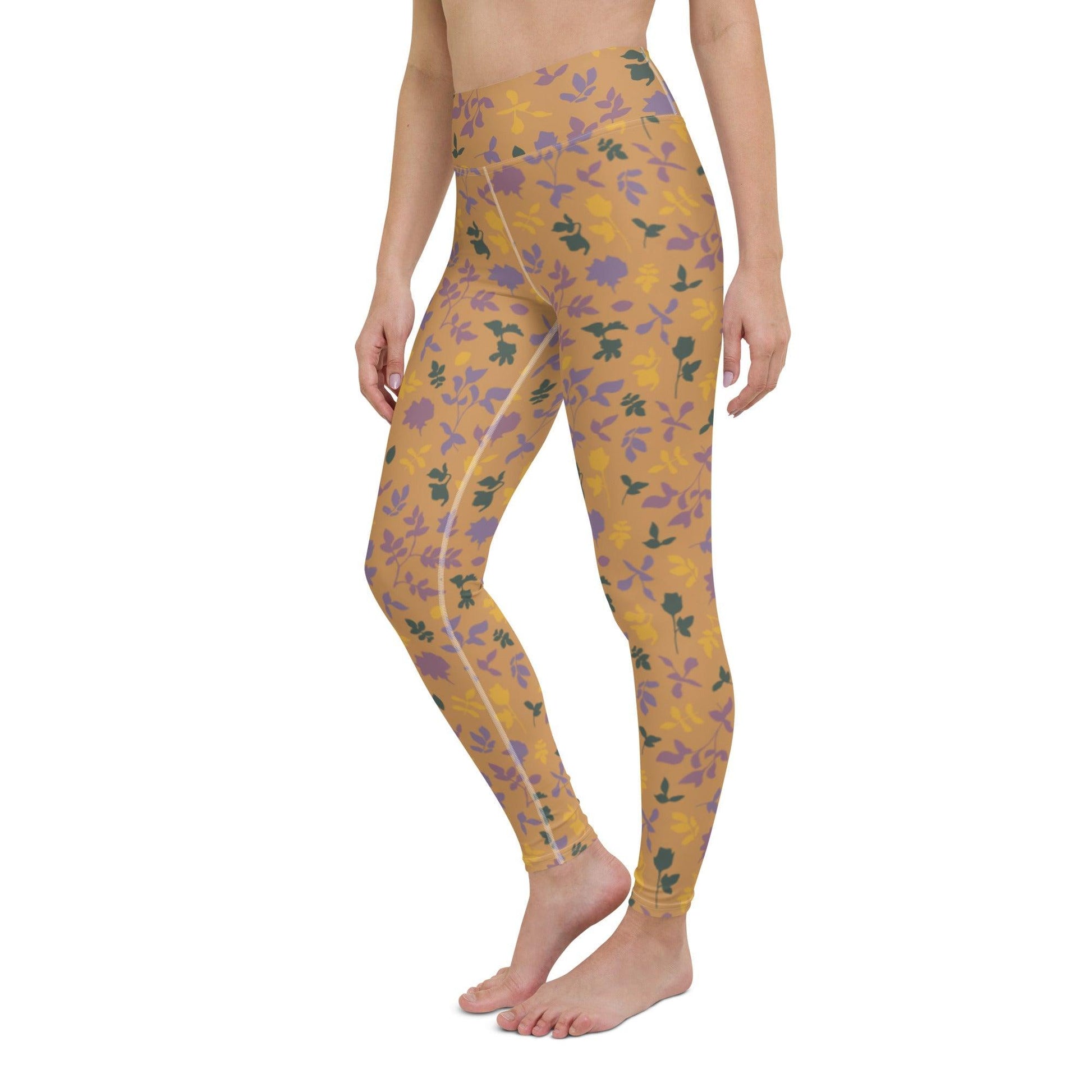 Brown Blossom Yoga Leggings | DEEAREST LTD