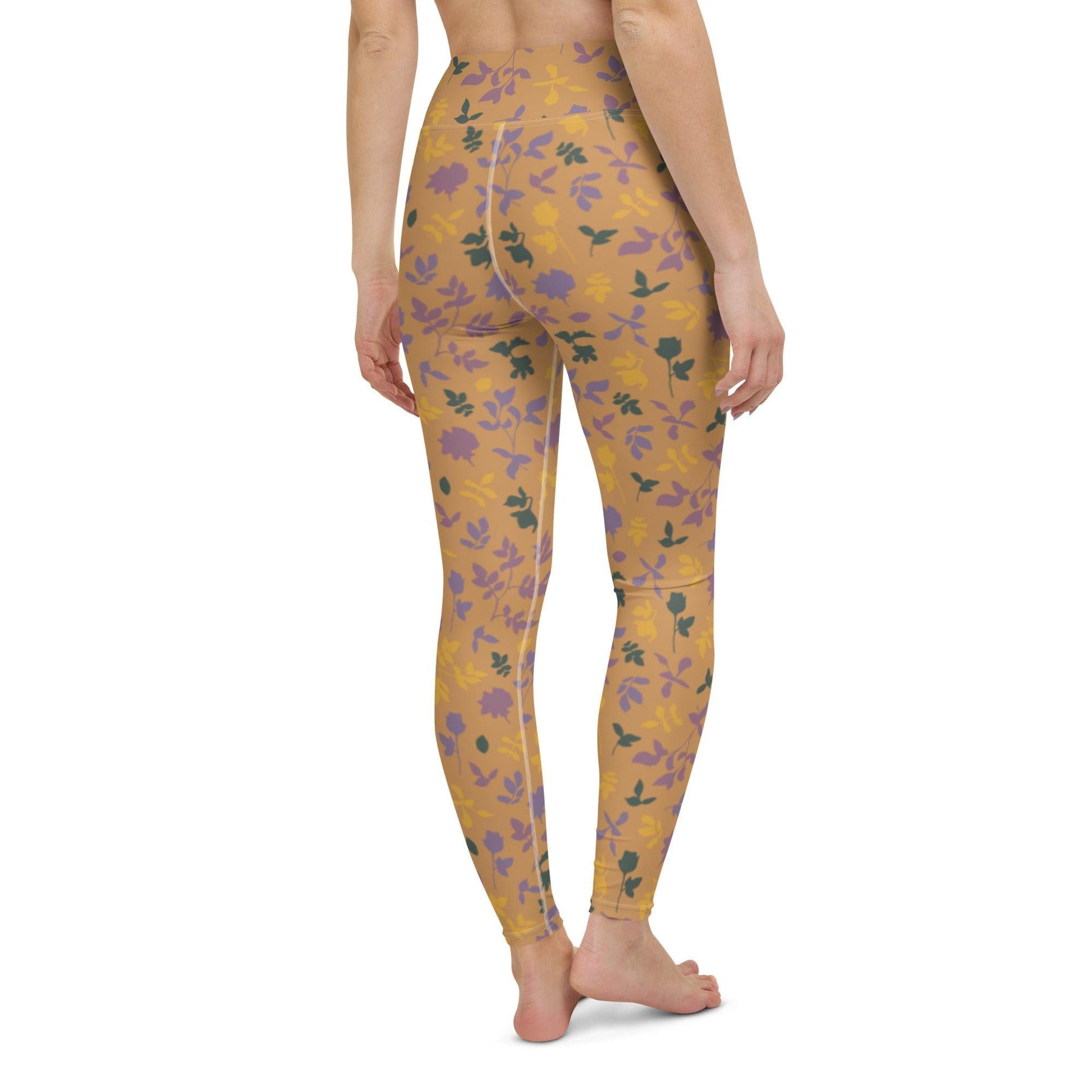 Brown Blossom Yoga Leggings | DEEAREST LTD