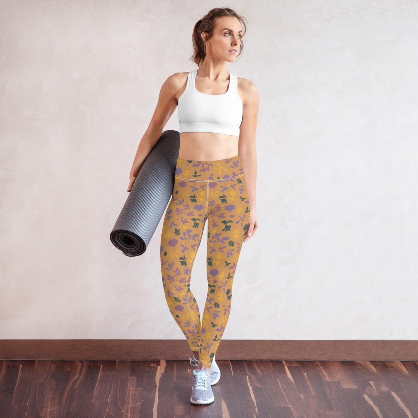 Brown Blossom Yoga Leggings | DEEAREST LTD