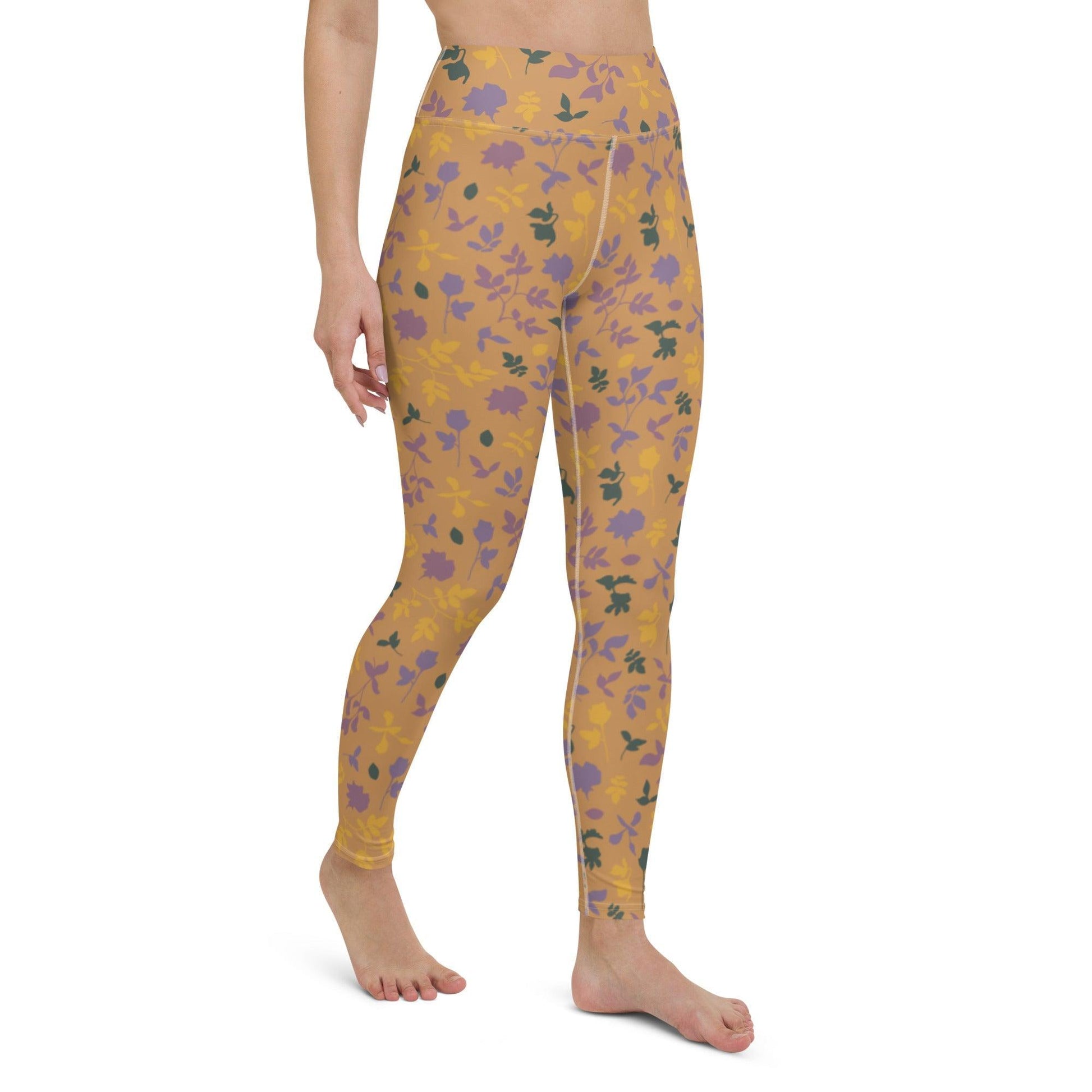 Brown Blossom Yoga Leggings | DEEAREST LTD