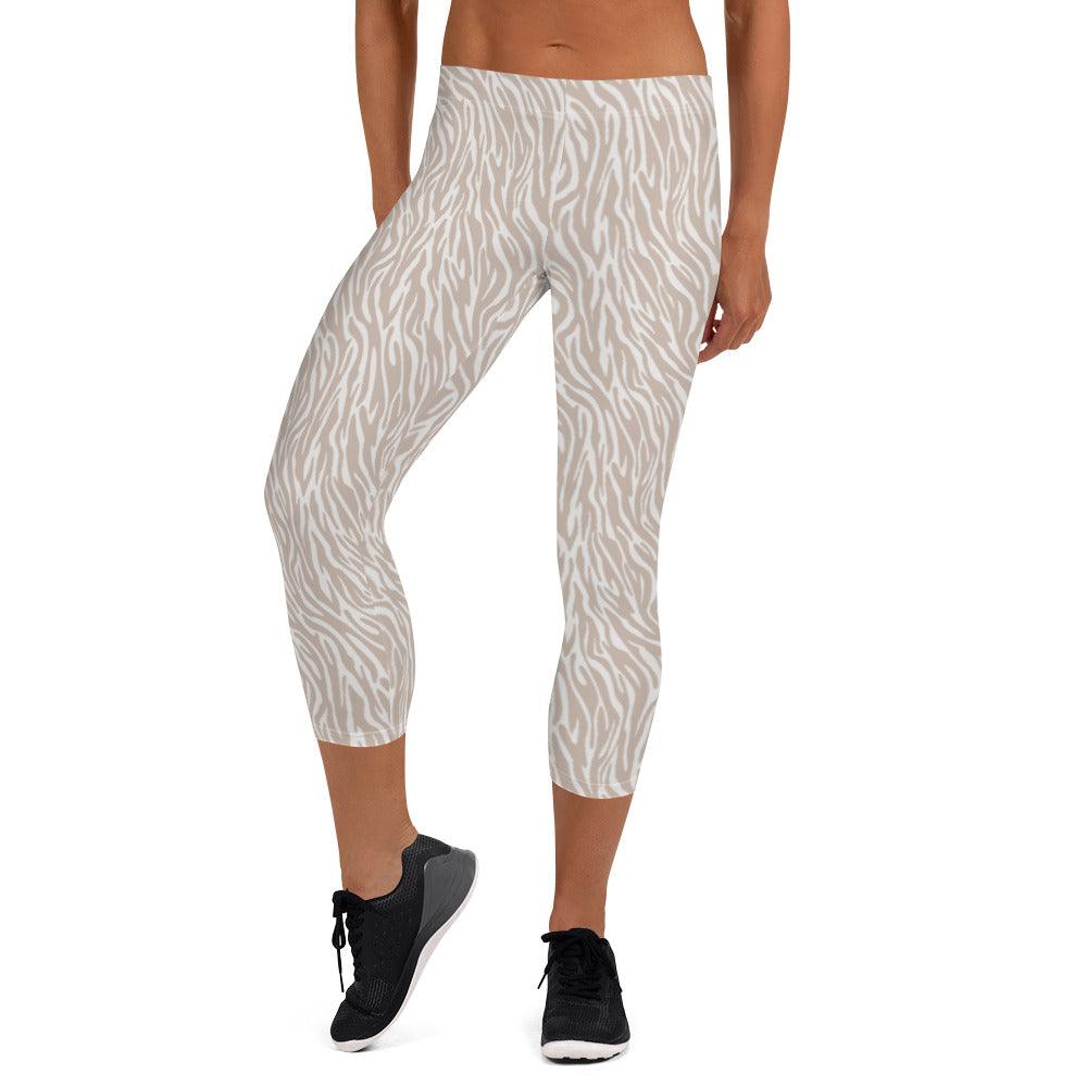 Off-White Animal Print Women's Capri Leggings | DEEAREST LTD