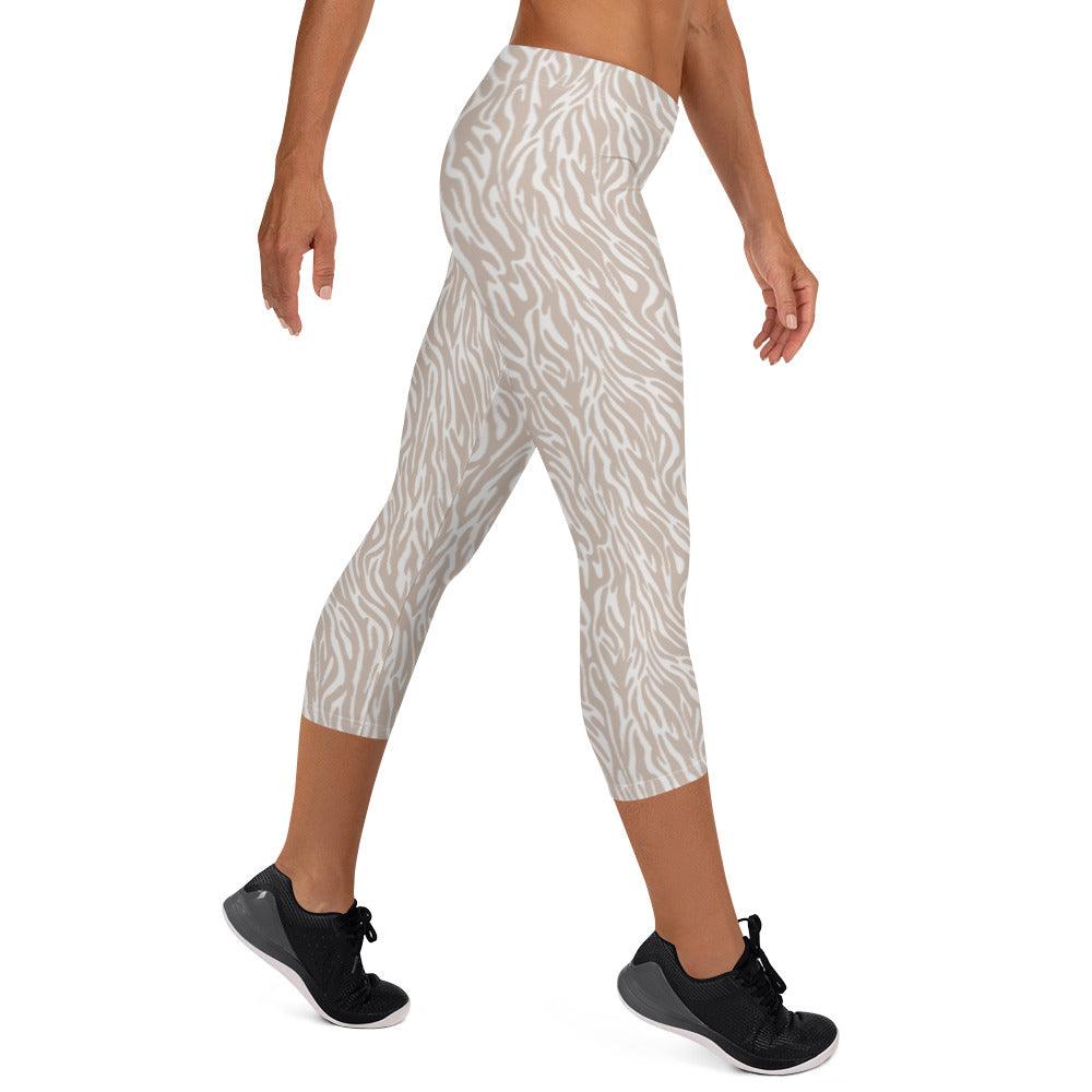 Off-White Animal Print Women's Capri Leggings | DEEAREST LTD