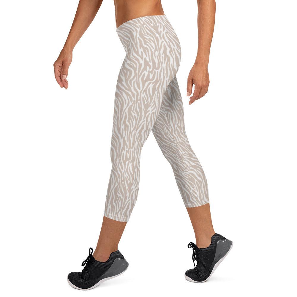 Off-White Animal Print Women's Capri Leggings | DEEAREST LTD