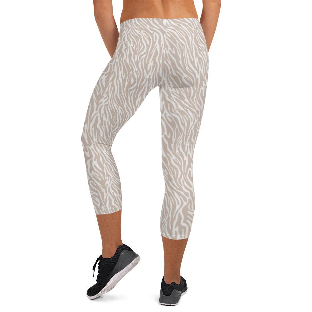 Off-White Animal Print Women's Capri Leggings | DEEAREST LTD