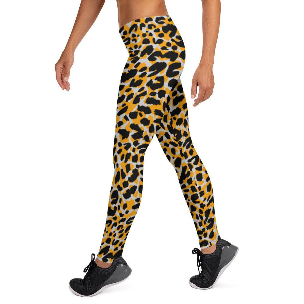 Orange Animal Print Women's Mid-Rise Leggings | DEEAREST LTD