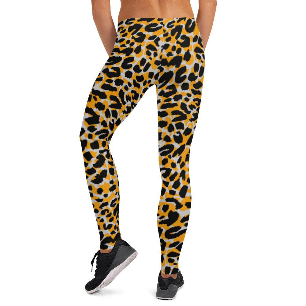 Orange Animal Print Women's Mid-Rise Leggings | DEEAREST LTD