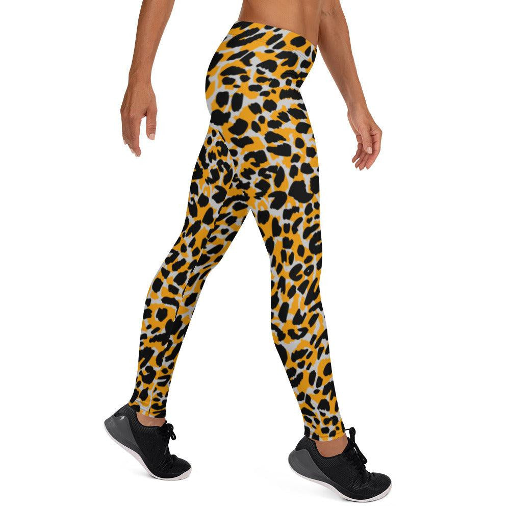 Orange Animal Print Women's Mid-Rise Leggings | DEEAREST LTD