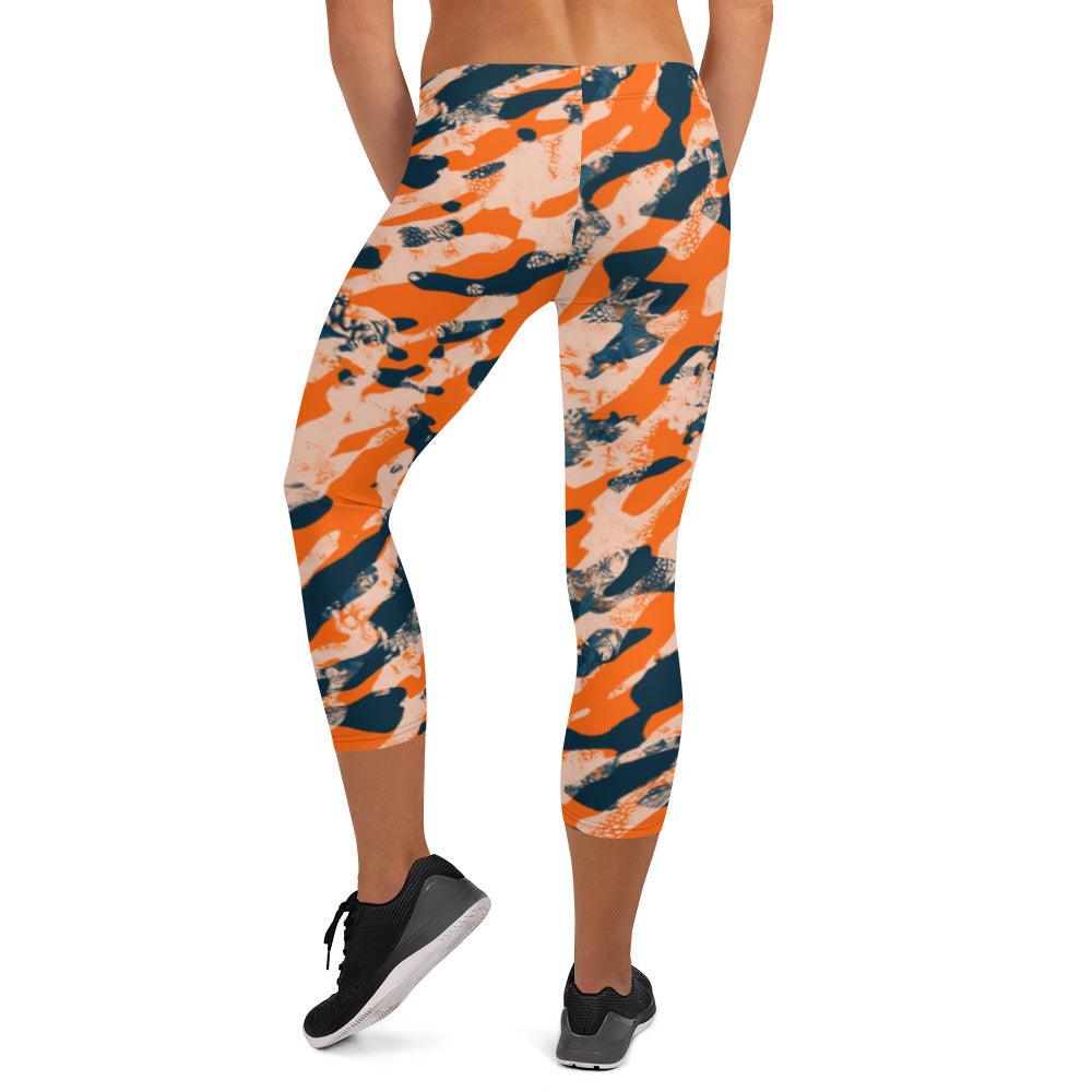 Orange Camouflage Women's Capri Leggings | DEEAREST LTD