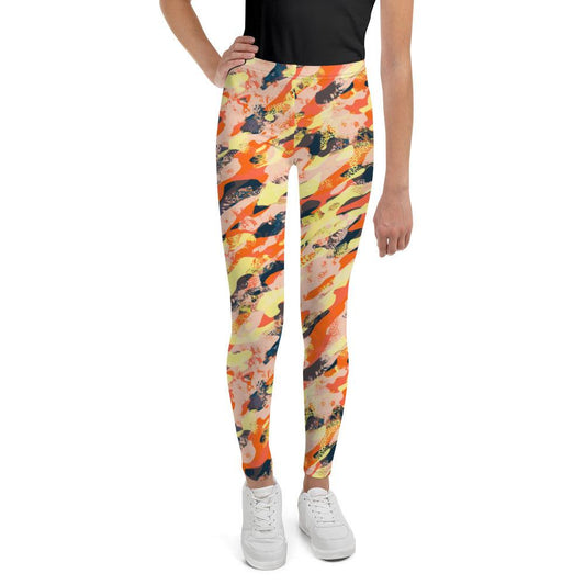 Orange Camouflage Youth Leggings | DEEAREST LTD