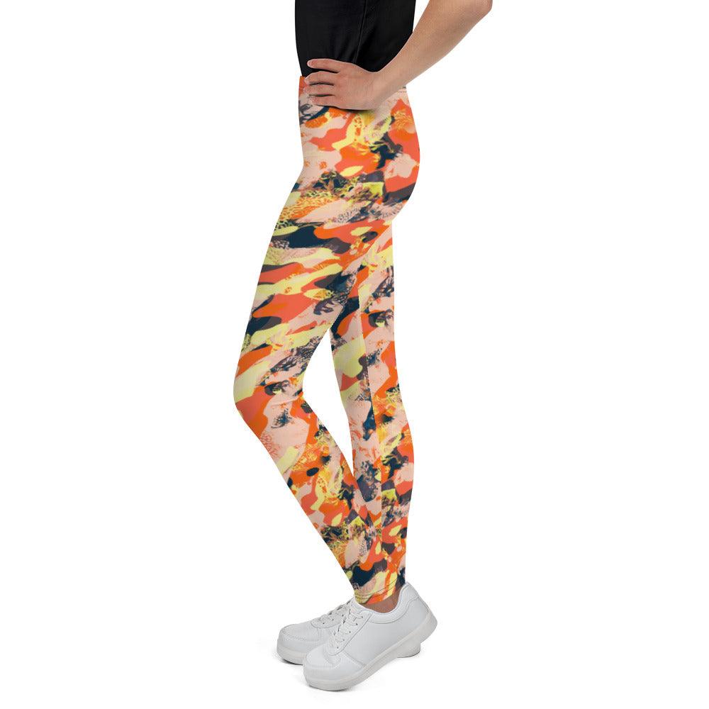 Orange Camouflage Youth Leggings | DEEAREST LTD