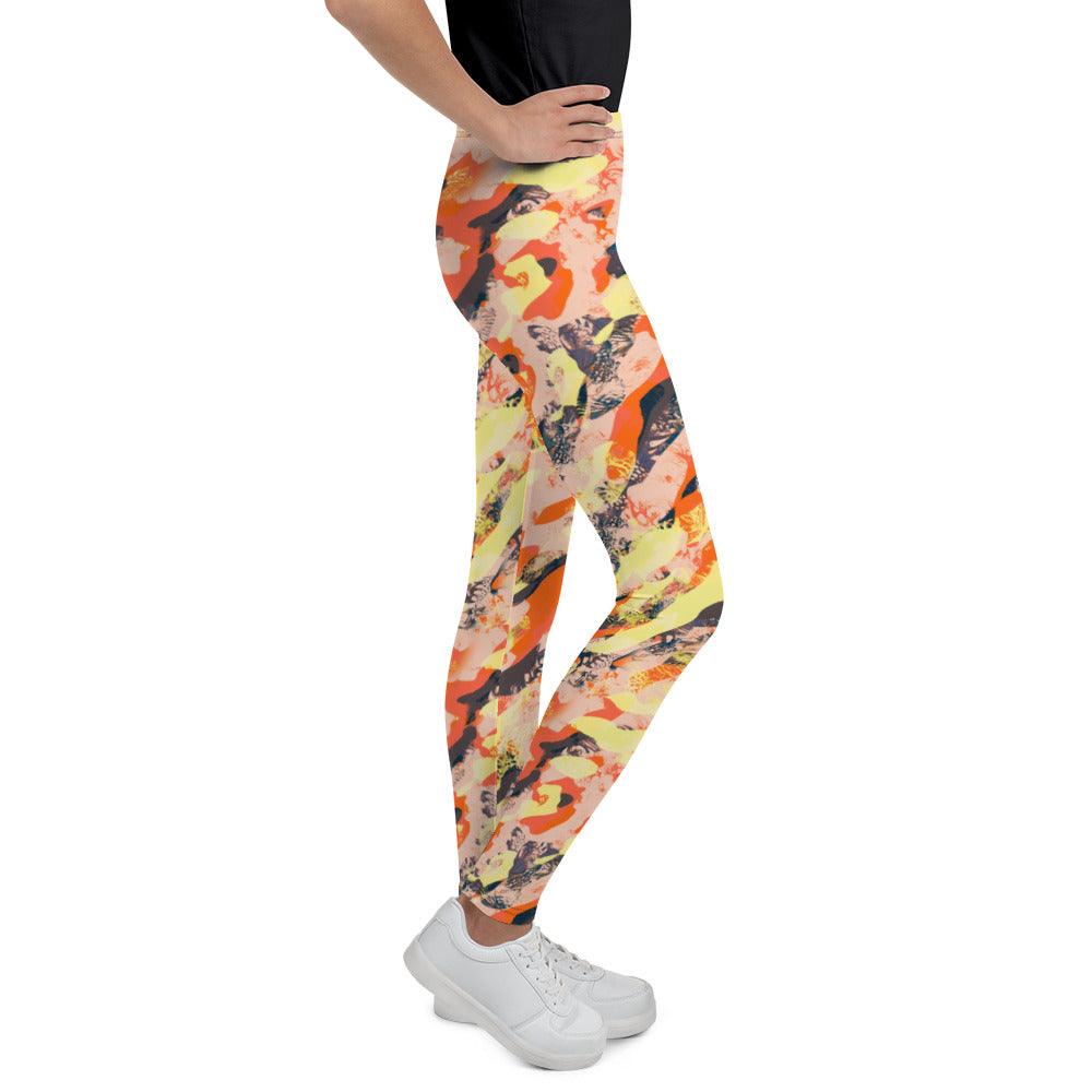 Orange Camouflage Youth Leggings | DEEAREST LTD