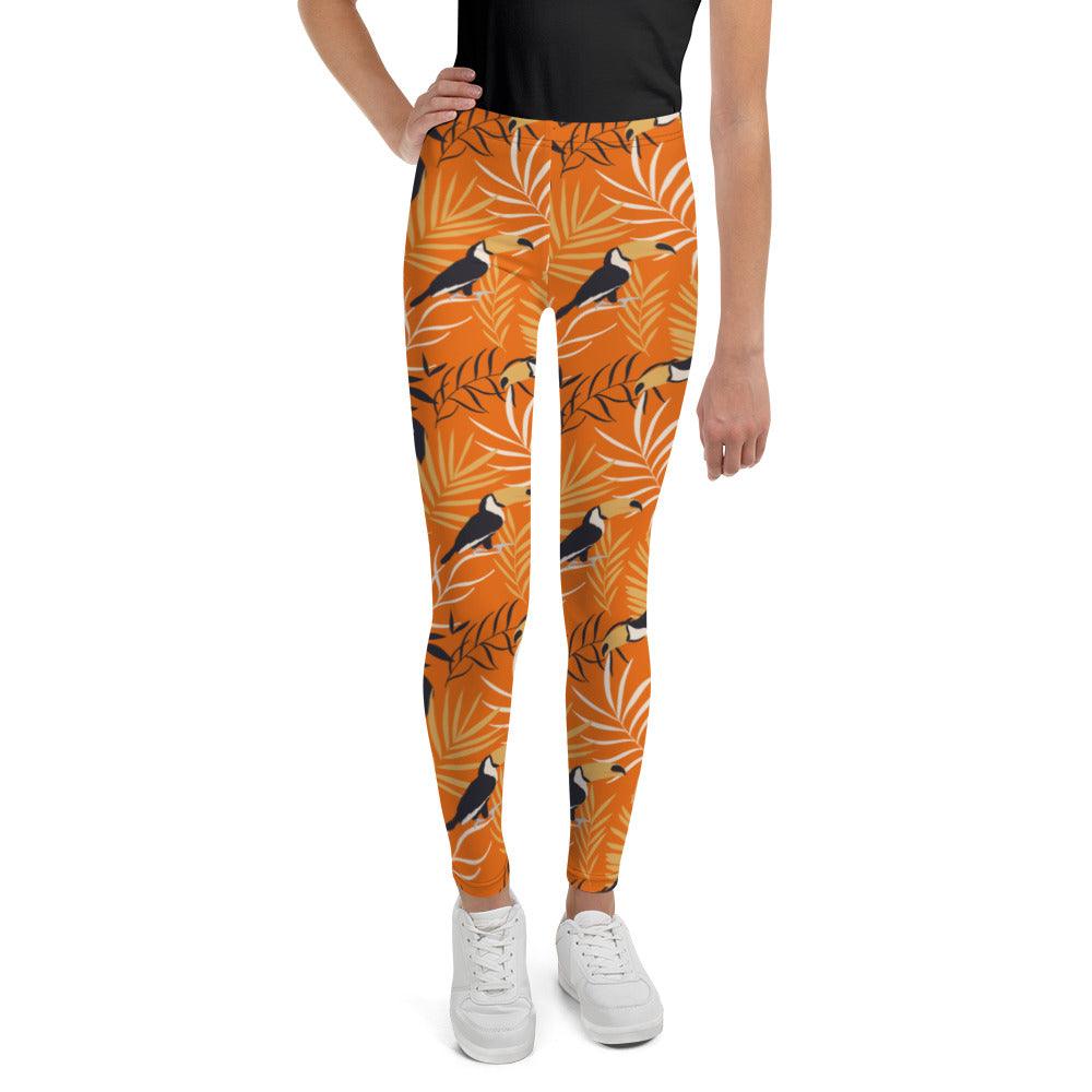 Orange Tropical Toucan Youth Leggings | DEEAREST LTD