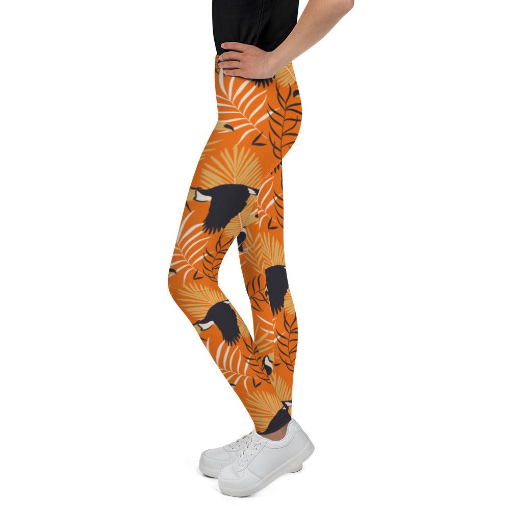 Orange Tropical Toucan Youth Leggings | DEEAREST LTD