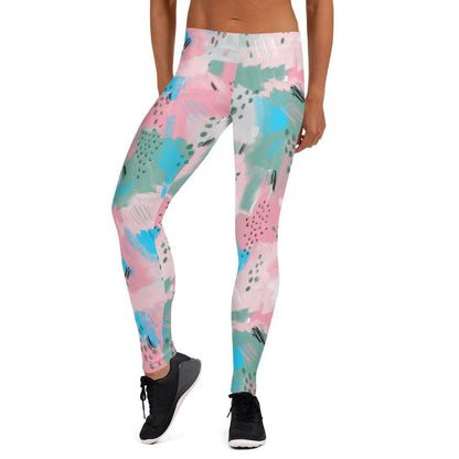 Pink Abstract Women's Mid-Rise Leggings | DEEAREST LTD