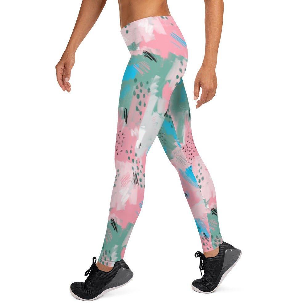 Pink Abstract Women's Mid-Rise Leggings | DEEAREST LTD