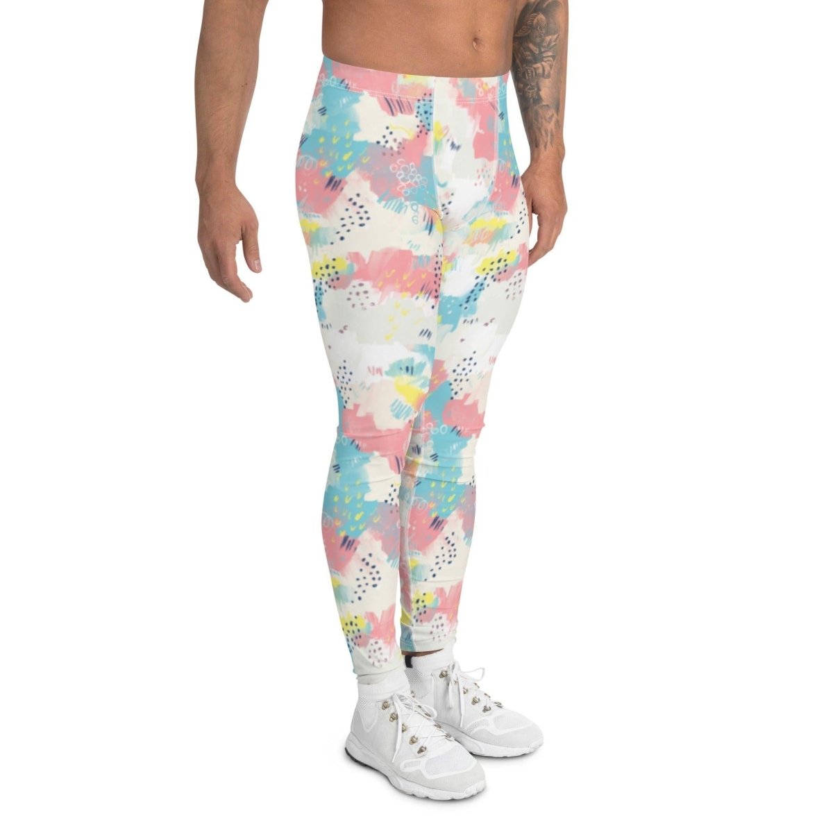 Pink and Blue Abstract Men's Leggings | DEEAREST LTD