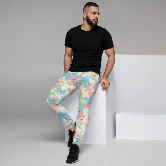 Pink and Blue Abstract Men's Street Joggers | DEEAREST LTD