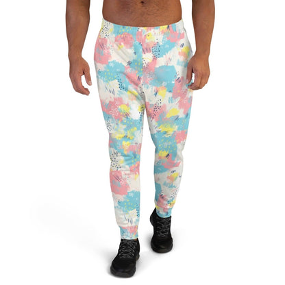 Pink and Blue Abstract Men's Street Joggers | DEEAREST LTD