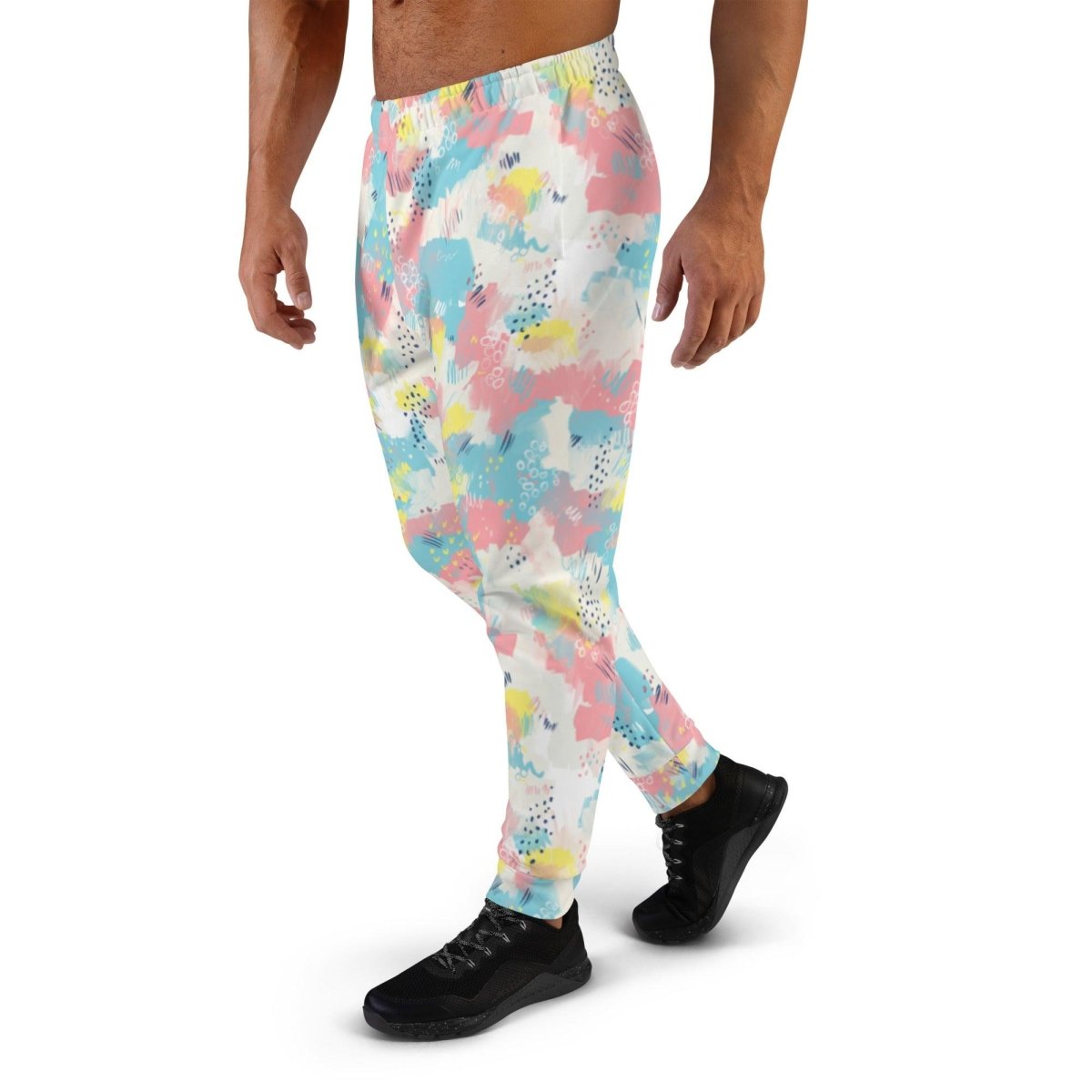 Pink and Blue Abstract Men's Street Joggers | DEEAREST LTD