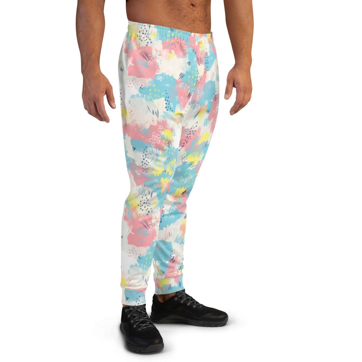 Pink and Blue Abstract Men's Street Joggers | DEEAREST LTD